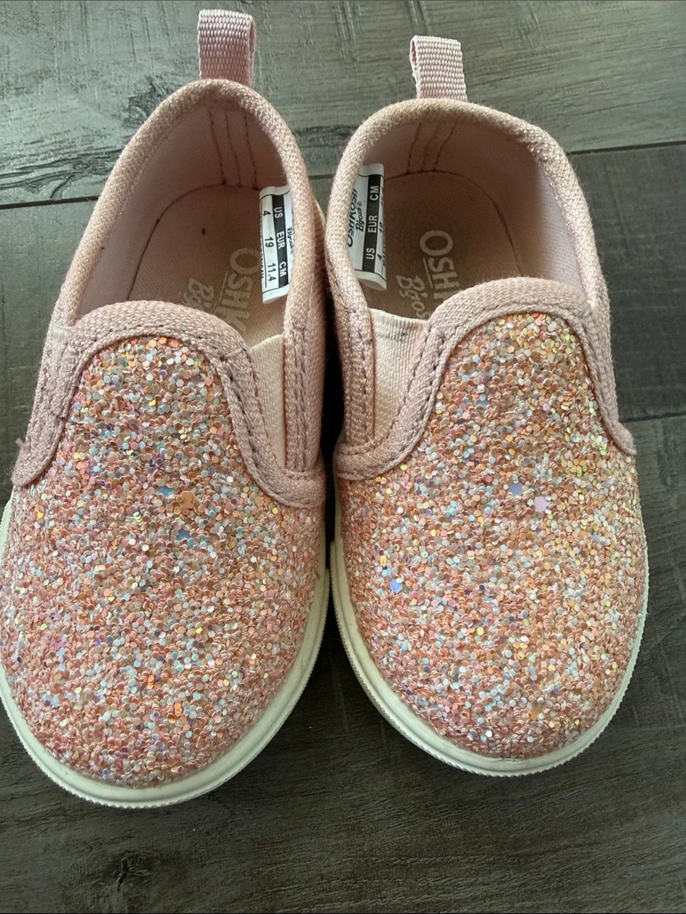 OshKosh B'gosh Pink Glitter Slip-On Sneakers and White Sandals Set